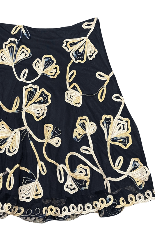 CC Petite Mesh embroidered flowers midi Skirt, L