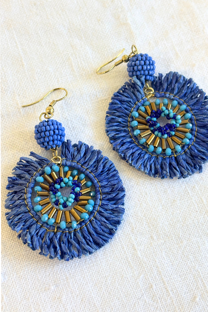 Retro circular statement earrings