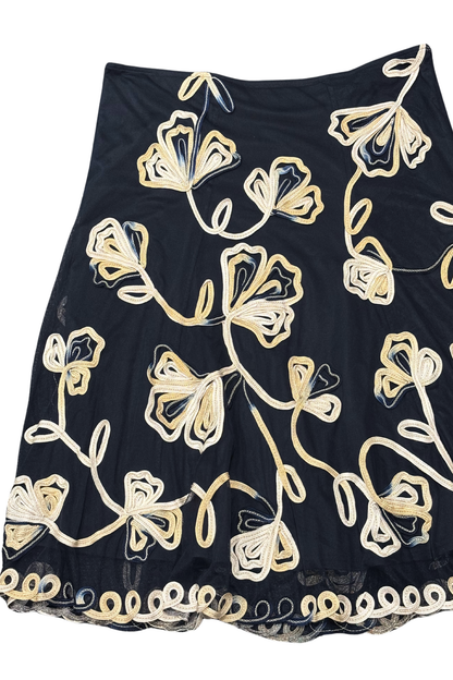 CC Petite Mesh embroidered flowers midi Skirt, L