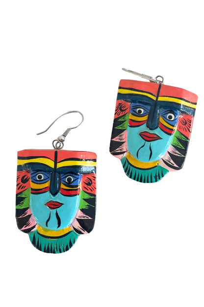 Vintage tribal mask earrings
