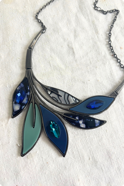 Stained glass plant necklace