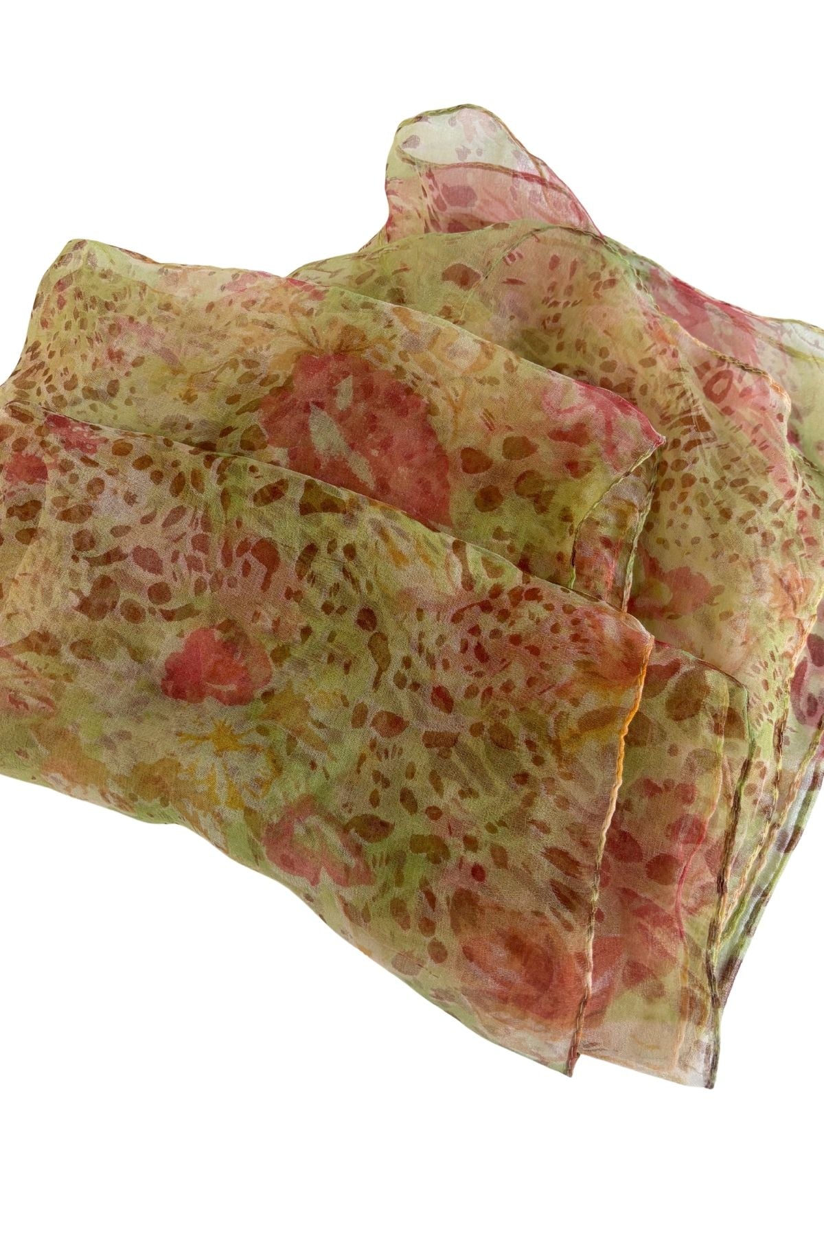 Delicate abstract flowers silk scarf