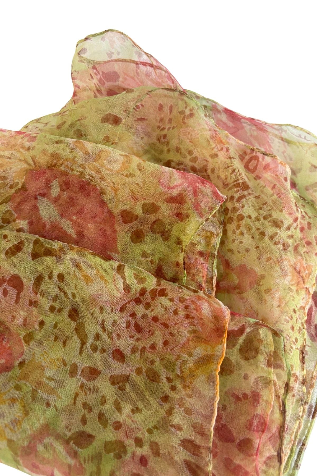 Delicate abstract flowers silk scarf