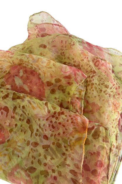 Delicate abstract flowers silk scarf