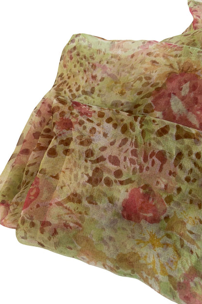 Delicate abstract flowers silk scarf