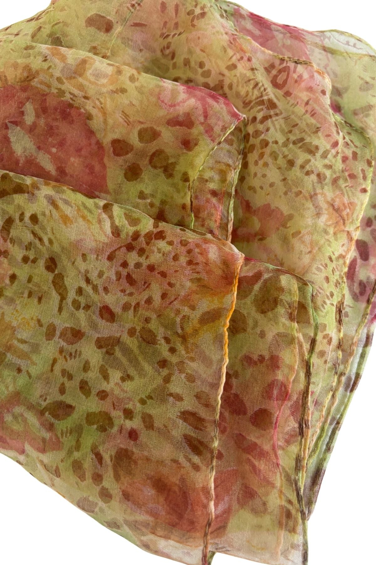 Delicate abstract flowers silk scarf