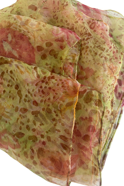 Delicate abstract flowers silk scarf