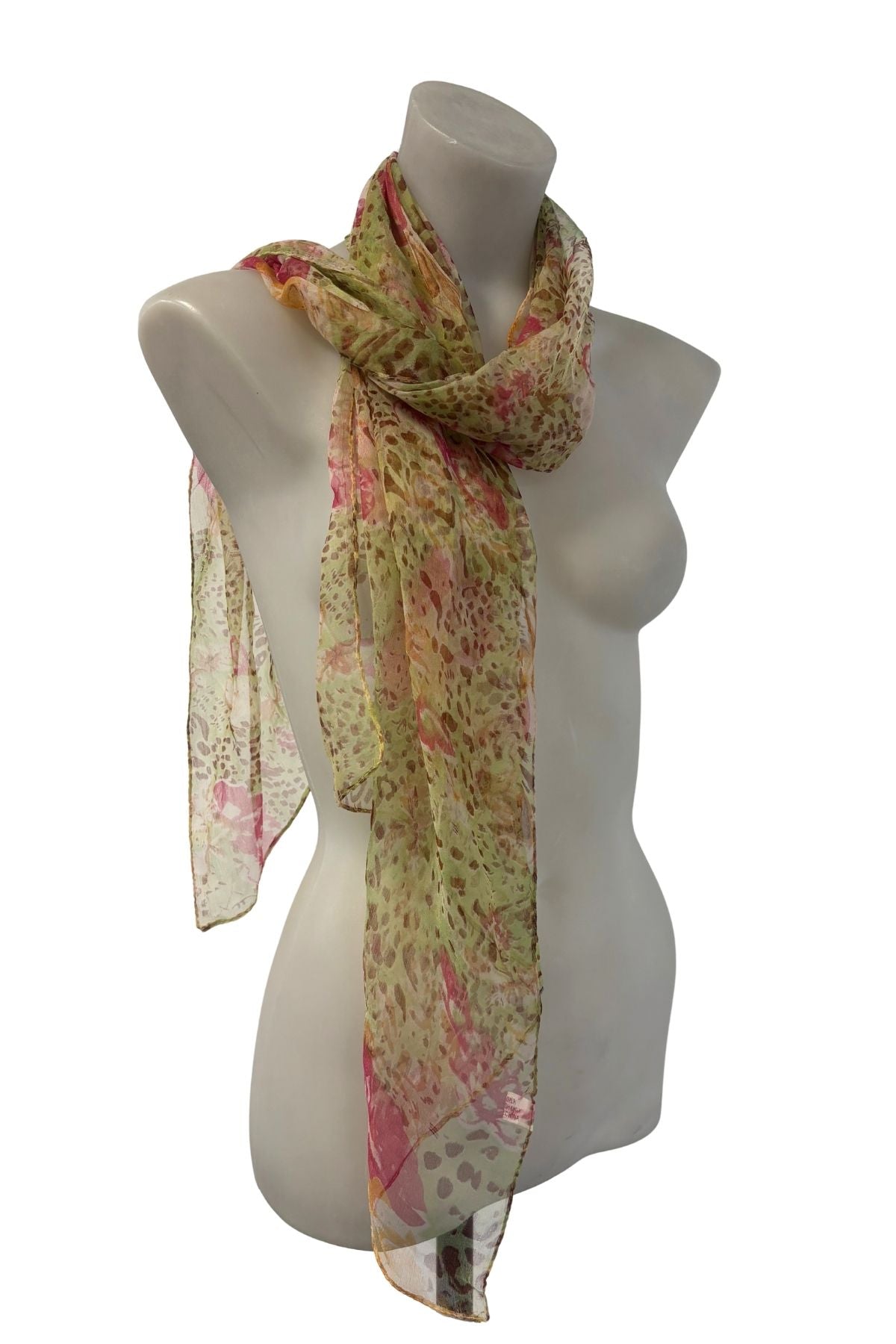 Delicate abstract flowers silk scarf