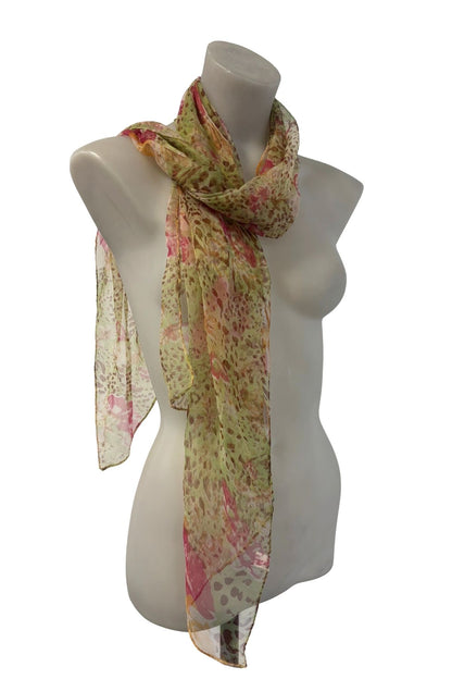 Delicate abstract flowers silk scarf