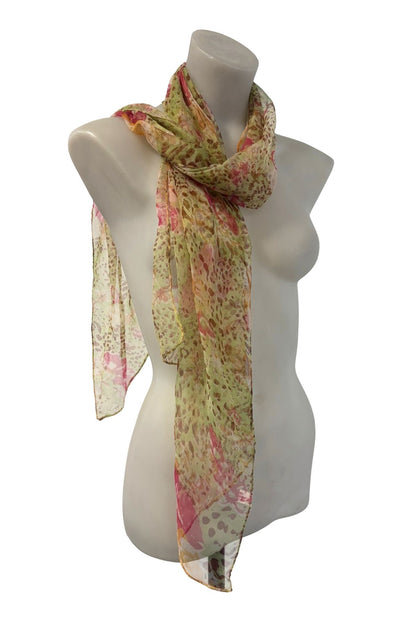 Delicate abstract flowers silk scarf