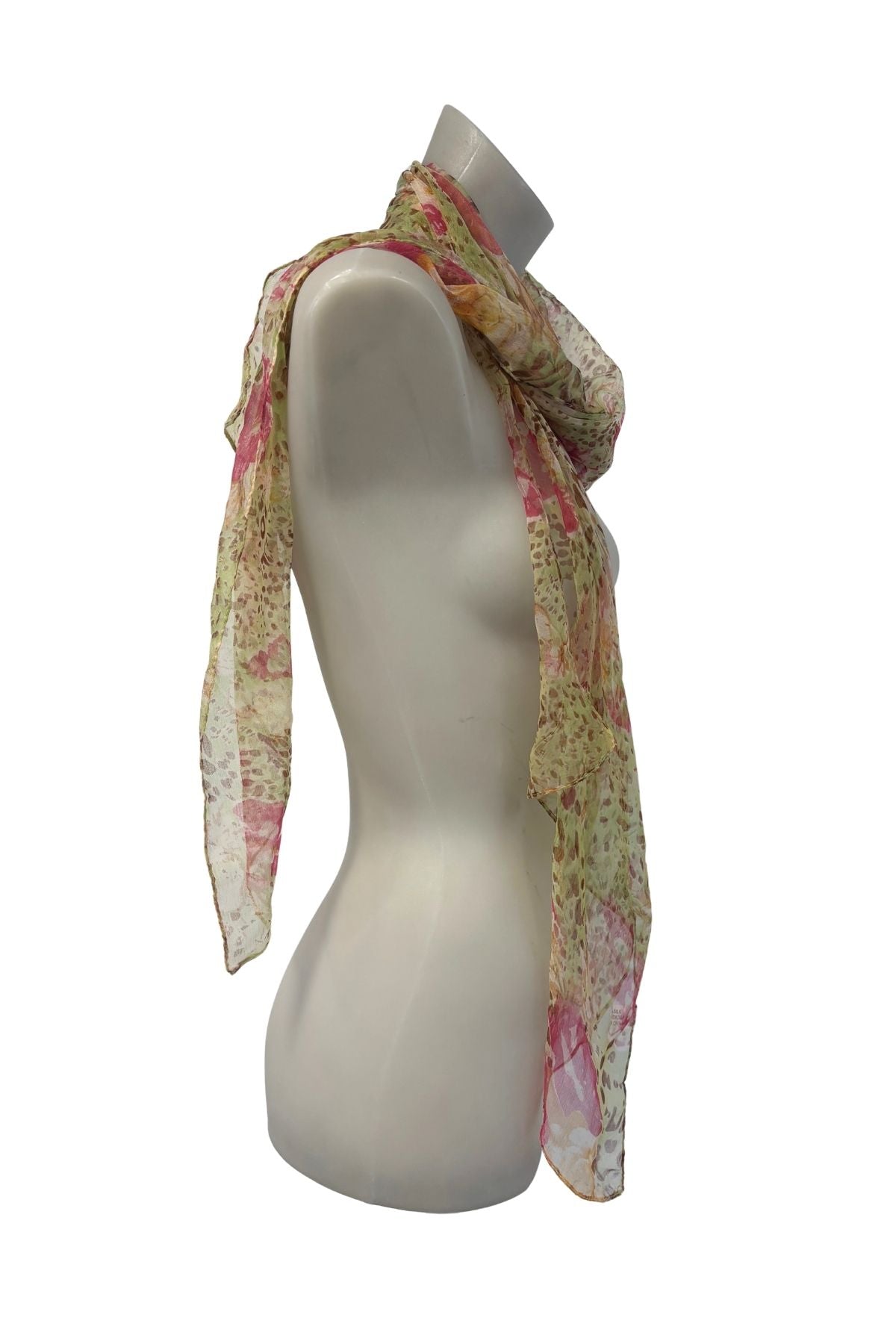 Delicate abstract flowers silk scarf