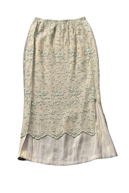 Cashews NZ made sage green mesh lace skirt, 12