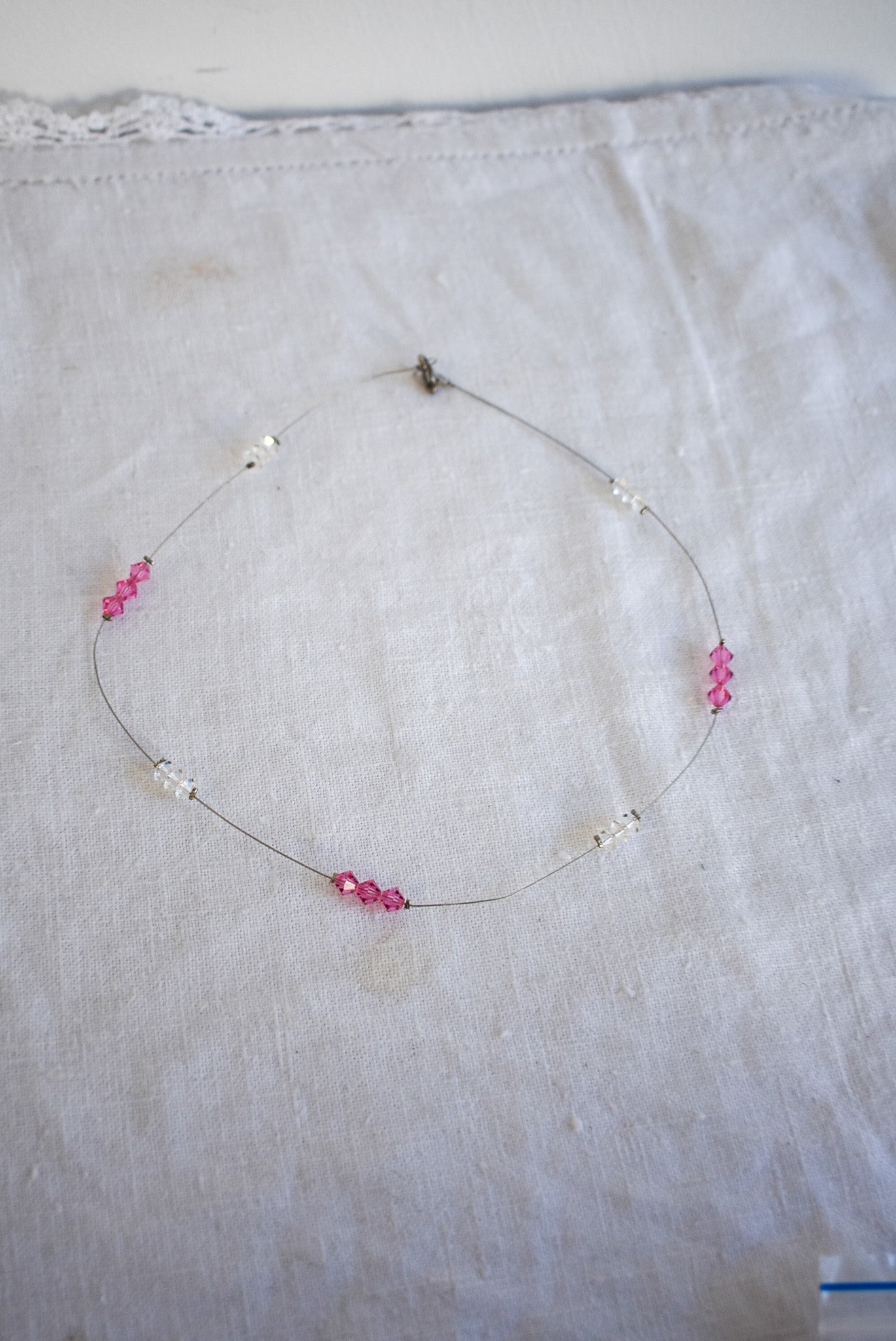 Pretty in pink wire necklace