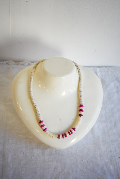 Pink & Puka shell necklace