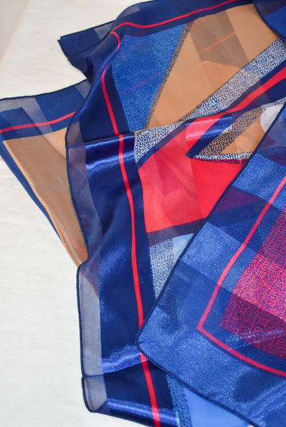 Funky red + blue art deco tie