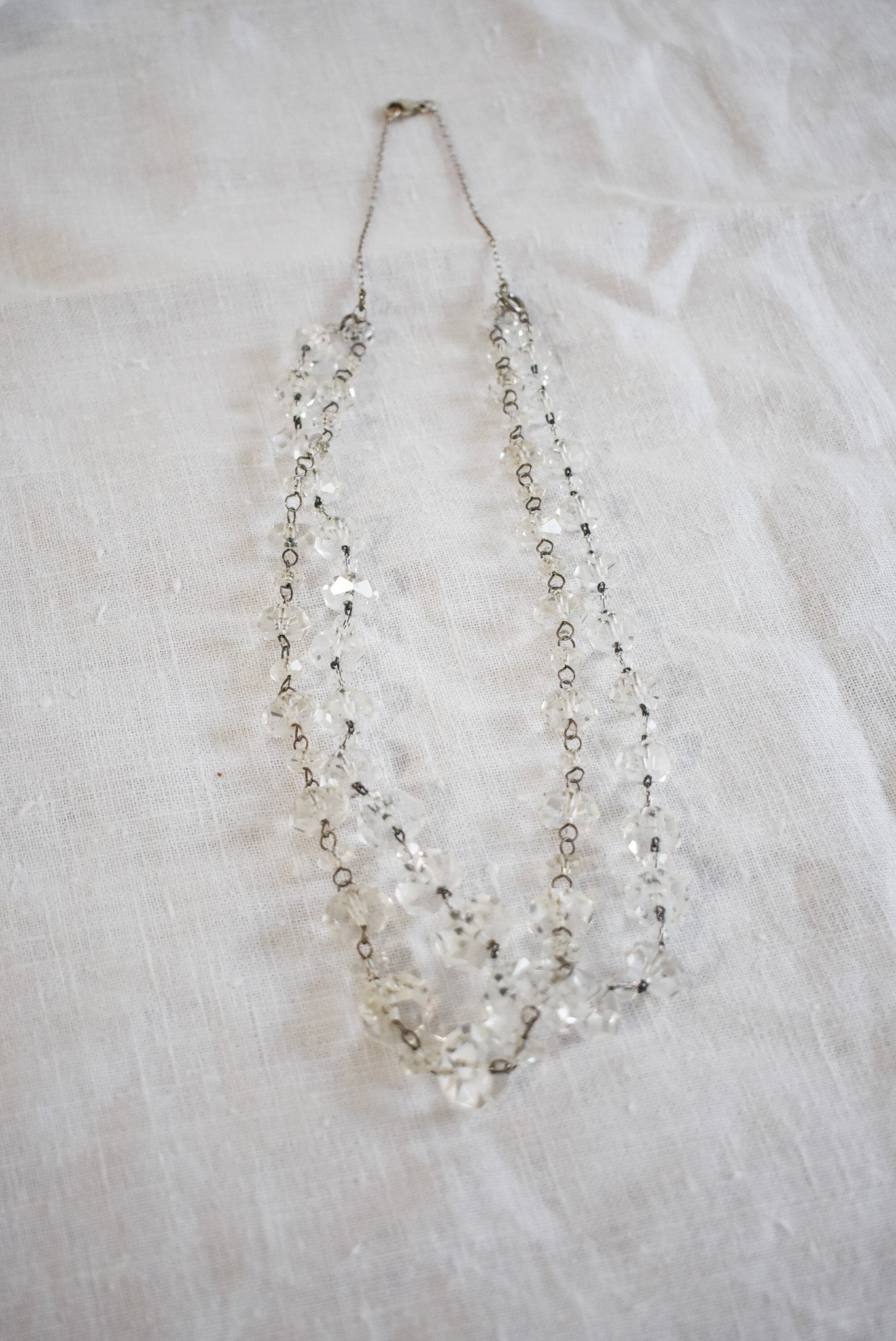 Retro faceted glass rondelle bead necklace