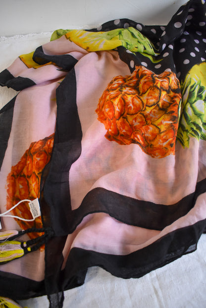 Shine Me England pineapple tassel scarf NWT