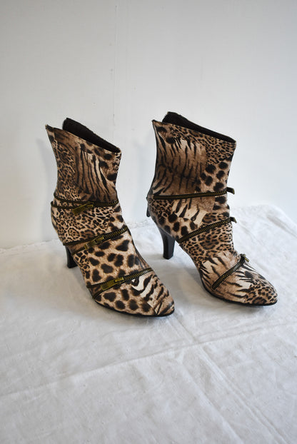 Maher NZ designer animal print boots, 37