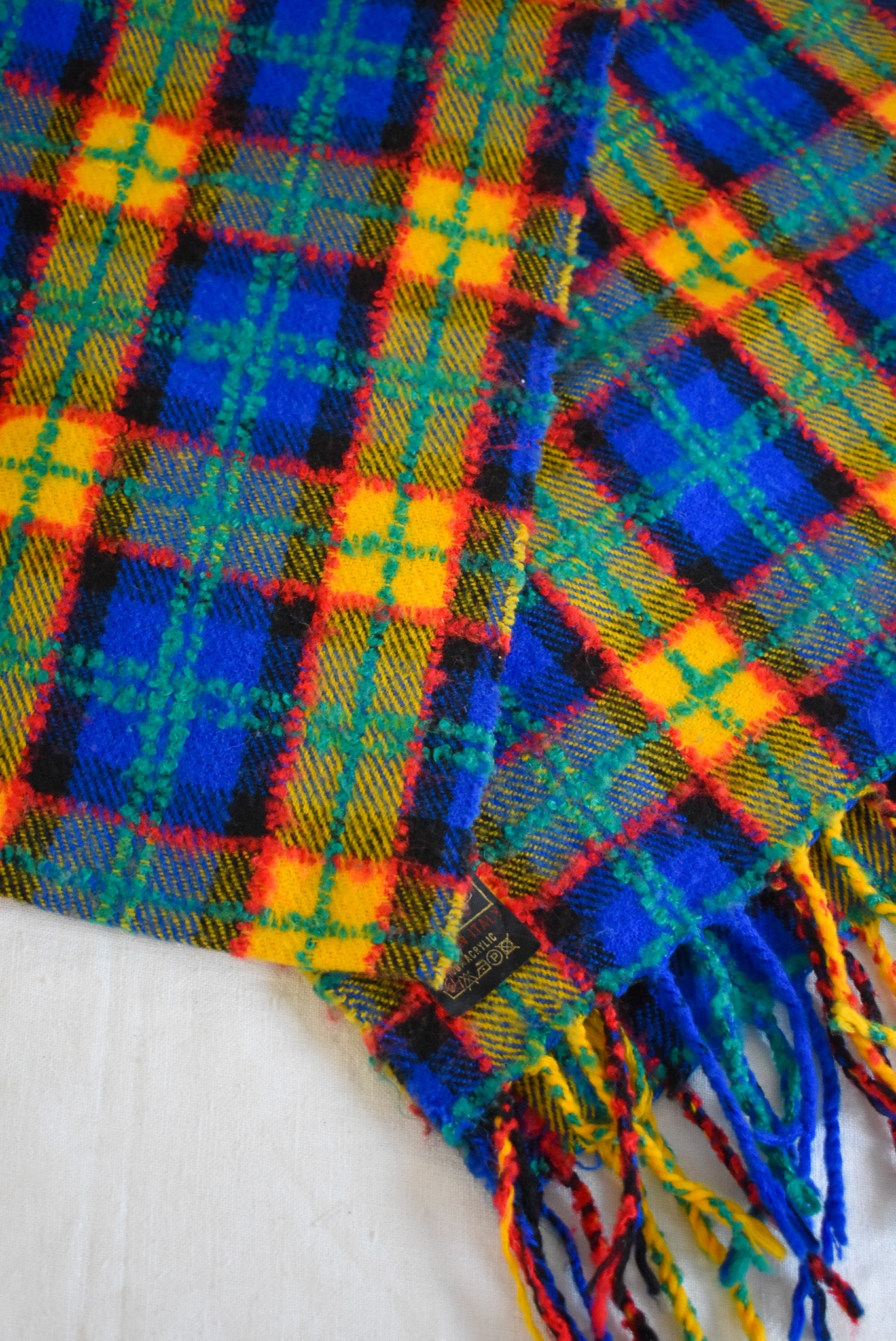 Vintage Italian made tartan scarf