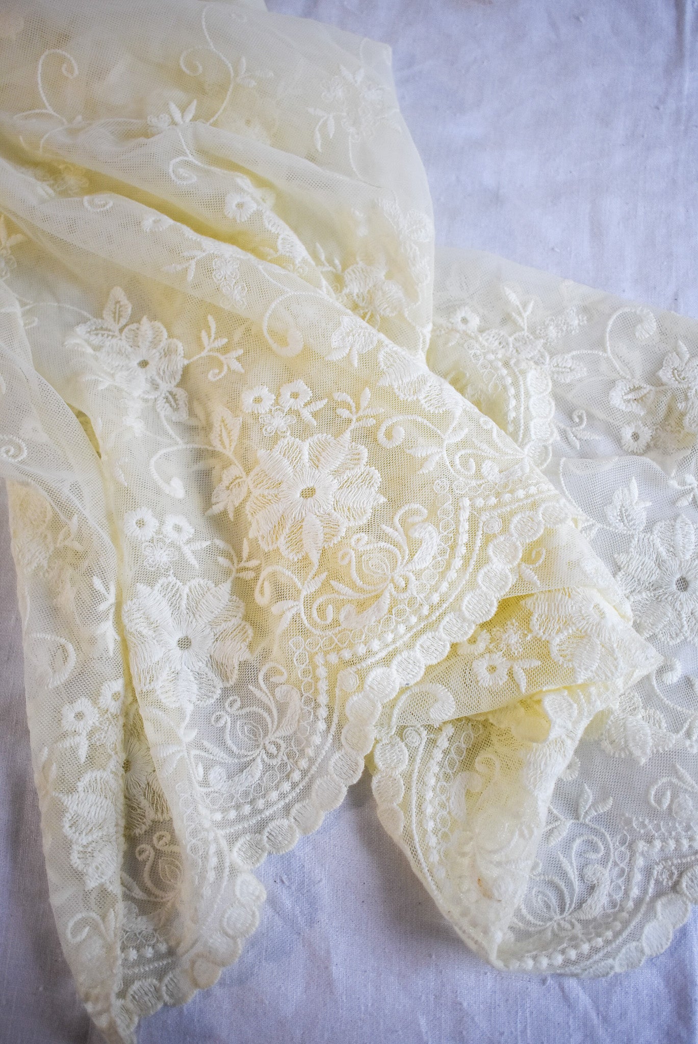 Gorgeous floral white lace scarf