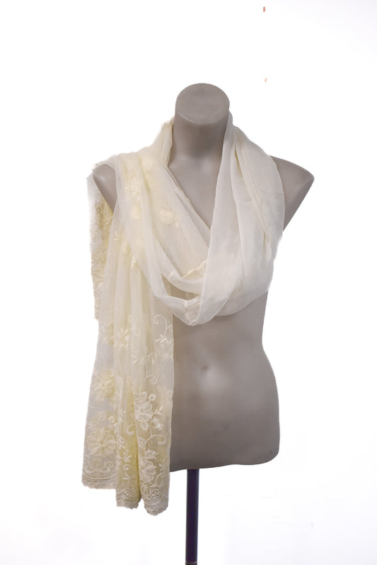 Gorgeous floral white lace scarf