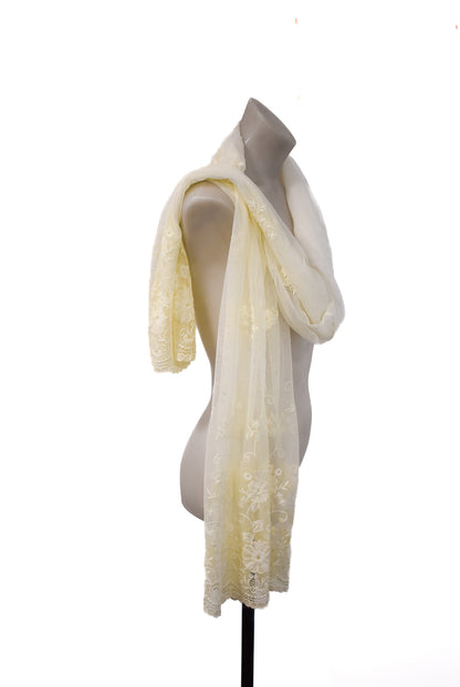 Gorgeous floral white lace scarf