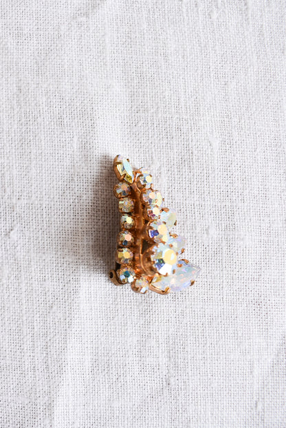 Vintage clip on diamante fern earrings