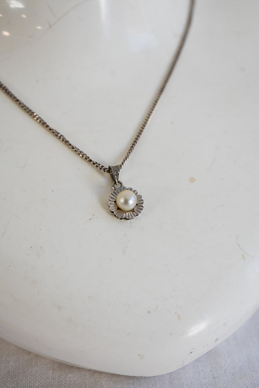 835 Silver + pearl jewellery set