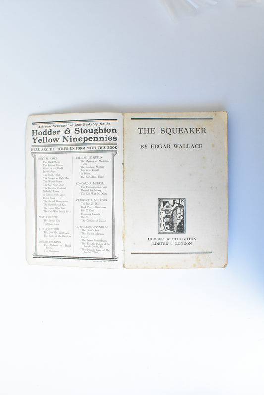 Vintage 'Yellow Ninepennies' The Squeaker, by Edgar Wallace